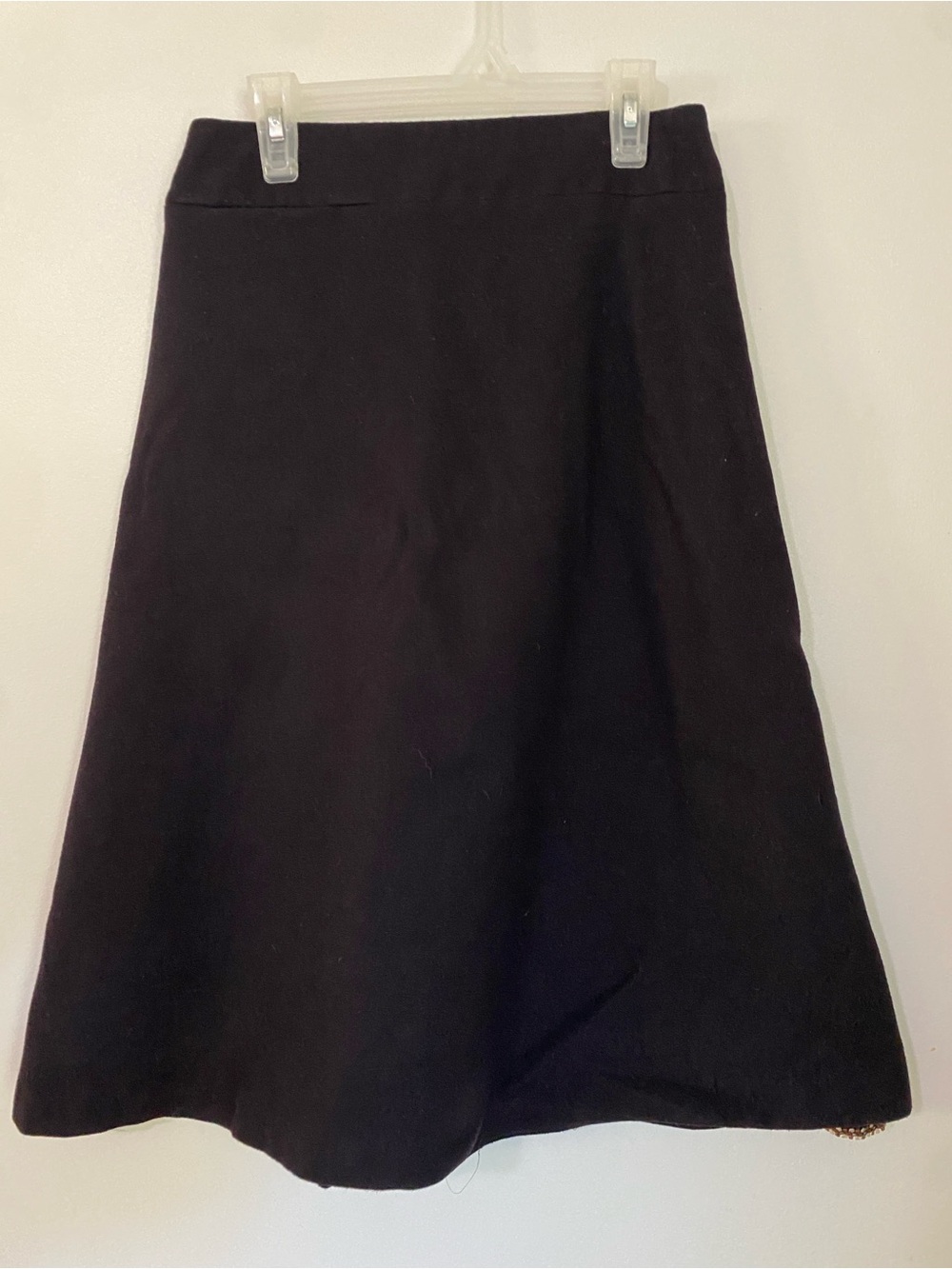 Vintage WOOL Deep Purple A-Line Women's Skirt Brown Lining embroidered